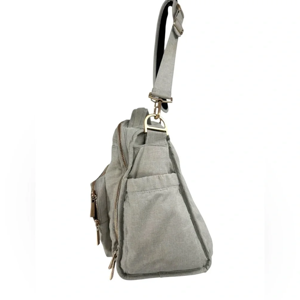 Jujube Be Prepared Diaper Bag Gray Gold Hardware Large Capacity Travel Tote